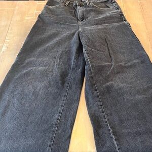 BDG Black Wide-Leg Denim Jeans with Contrast Stitching